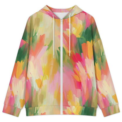Women's Full Zip Hooded Sweatshirt with Custom Graphic Design
