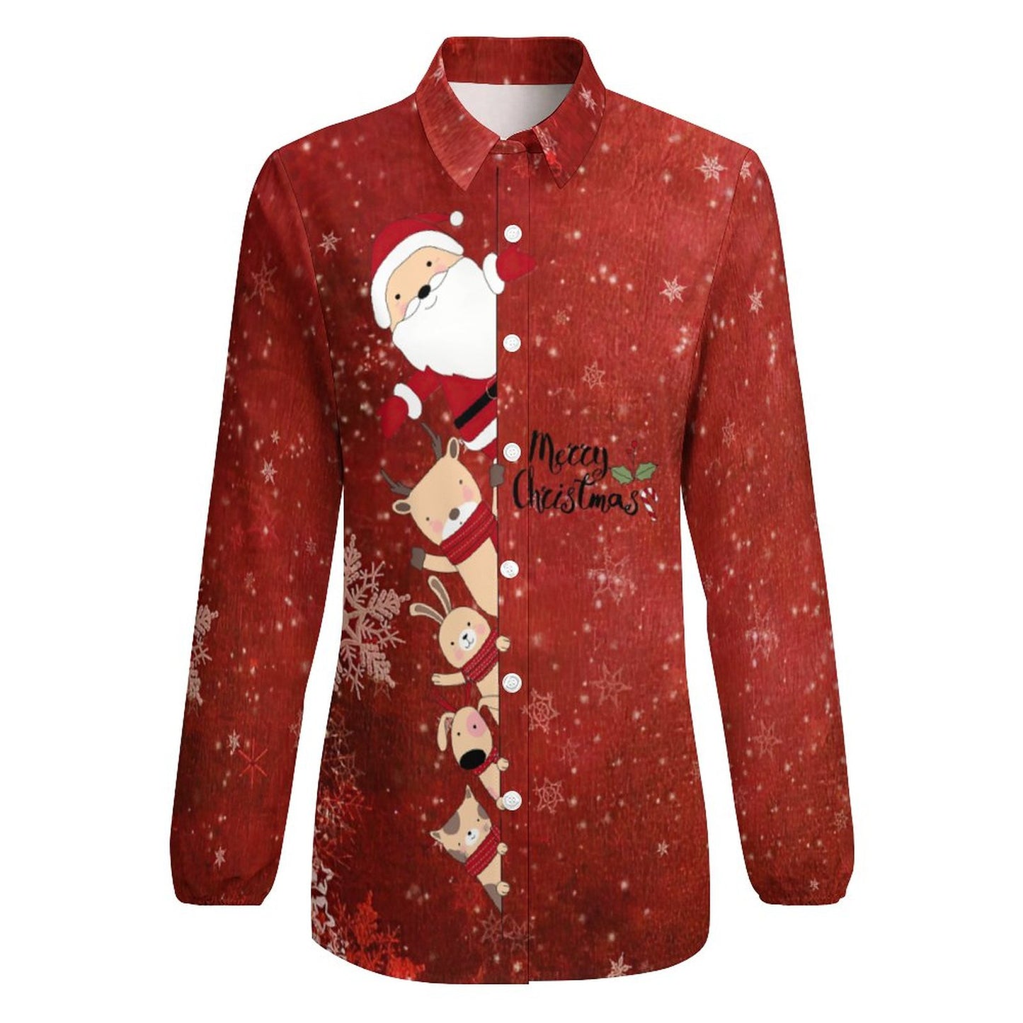 Custom Women's Retro V-Neck Long Sleeve Blouse