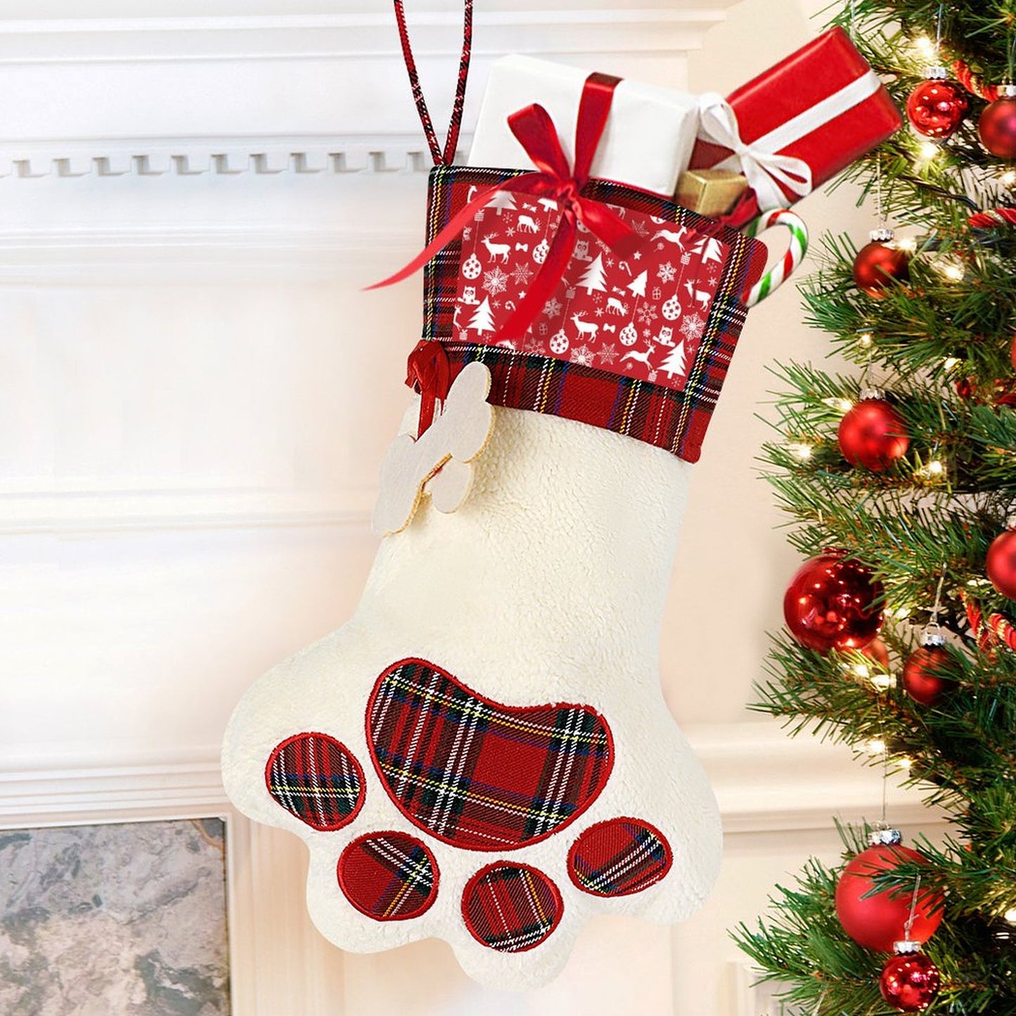 Personalized Pet Stocking with Plush Cuff | Custom Dog Photo