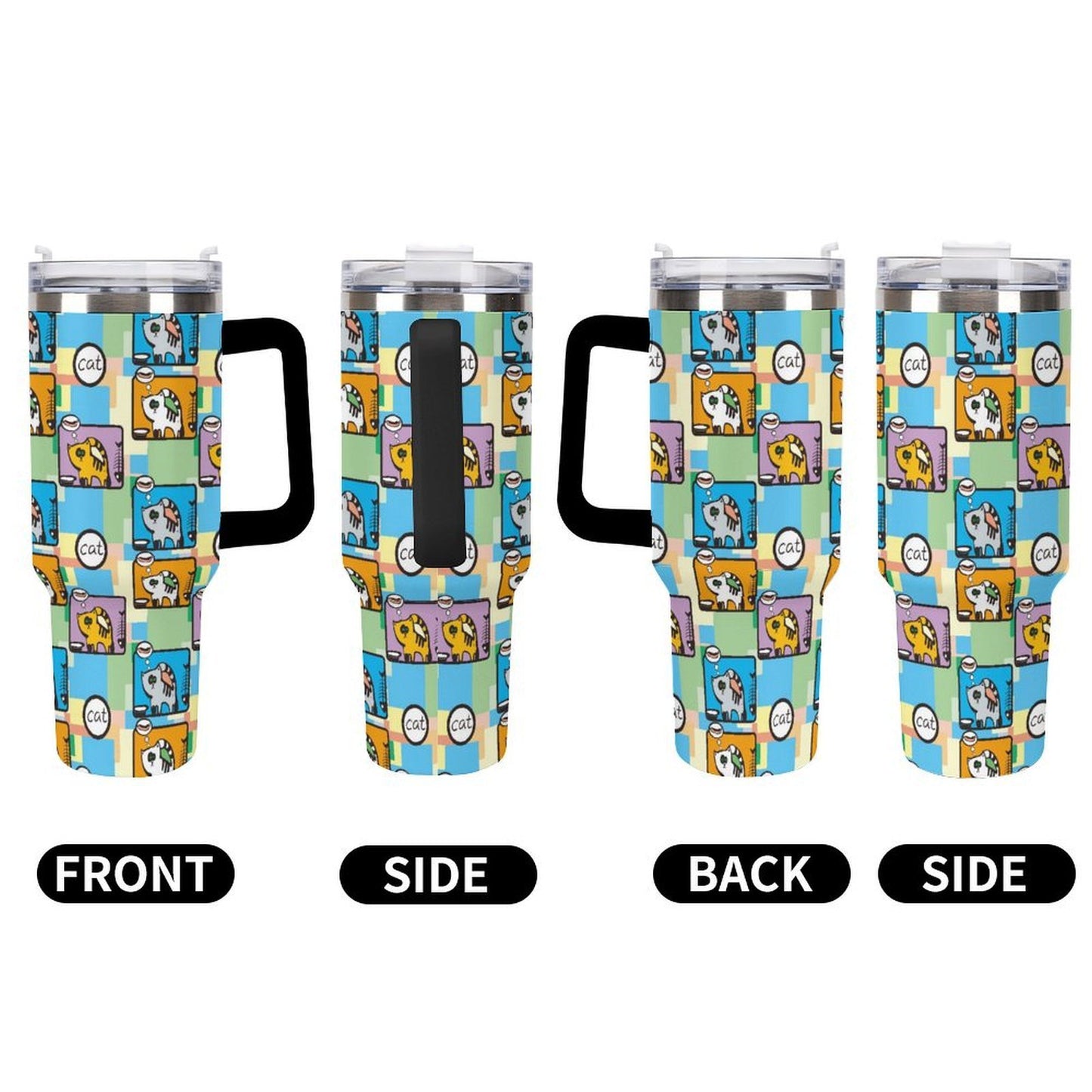 Personalized 40oz Stainless Steel Tumbler with Handle and Straw