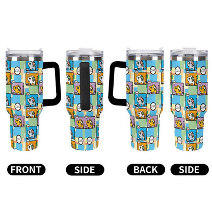 Personalized 40oz Stainless Steel Tumbler with Handle and Straw