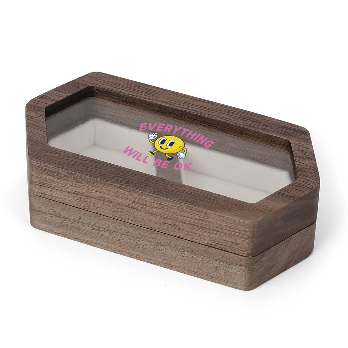Personalized Wooden Double Ring Box with Clear Acrylic Lid