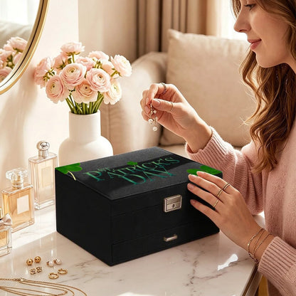 Personalized Three-Layer Suede Jewelry Organizer with Foil Stamping