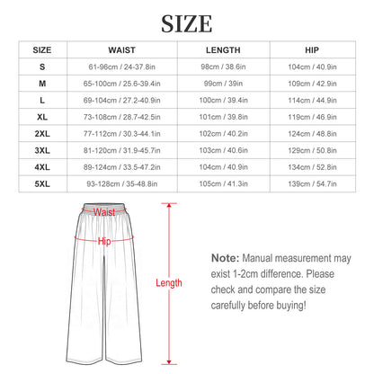 Women's High Waist Wide Leg Pants with Custom Print — Soft Stretch Fabric, Smocked Waistband, S to 5XL