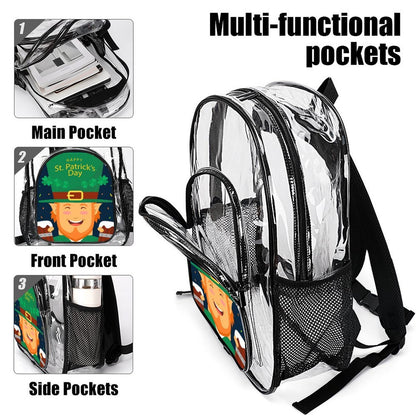 Personalized Clear Backpack with Side Mesh Pocket and Custom UV Print