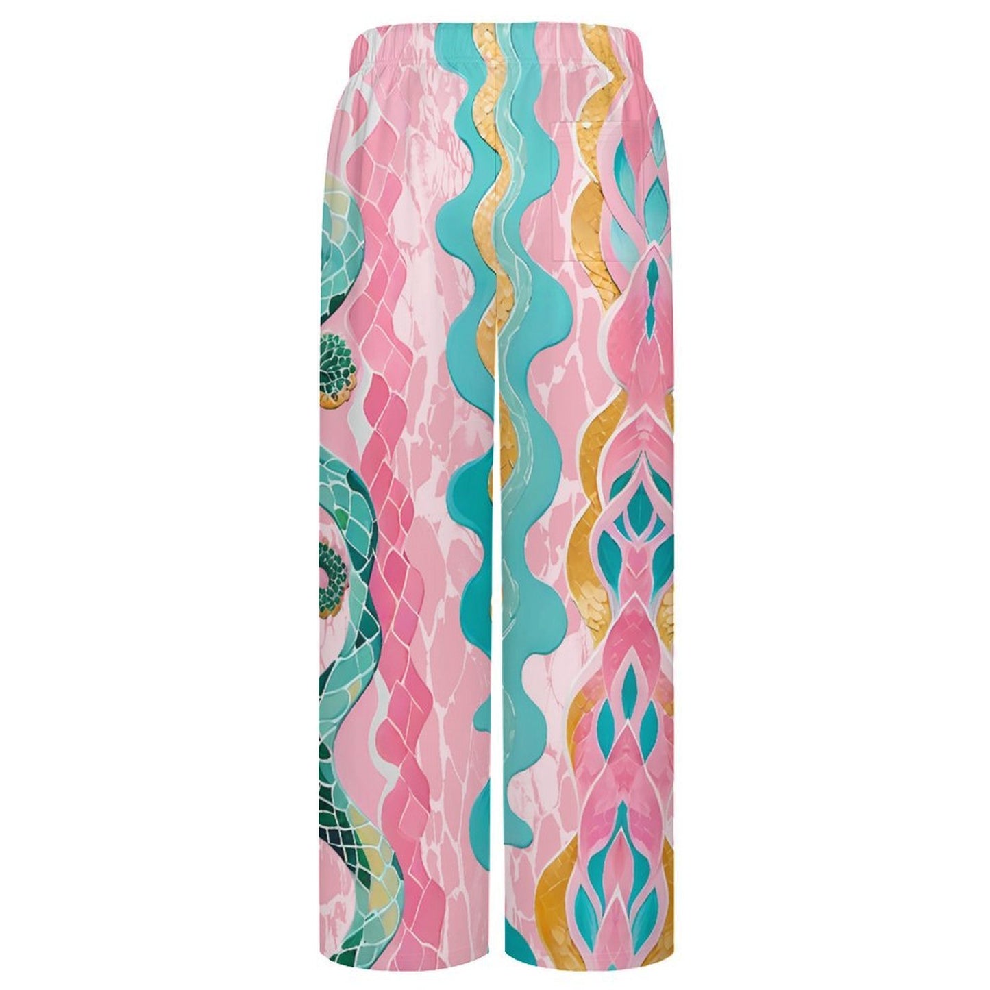 Men's Drawstring Wide Leg Casual Pants with Custom Graphic Printing