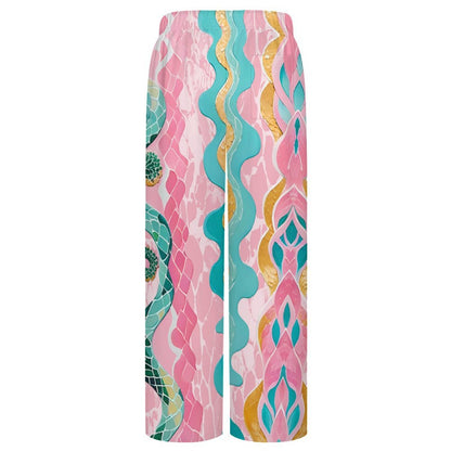 Men's Drawstring Wide Leg Casual Pants with Custom Graphic Printing