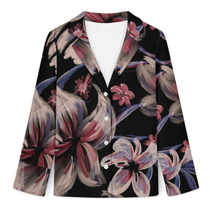 Women's Knit Blazer Jacket with Lapel Collar and Custom Print Option