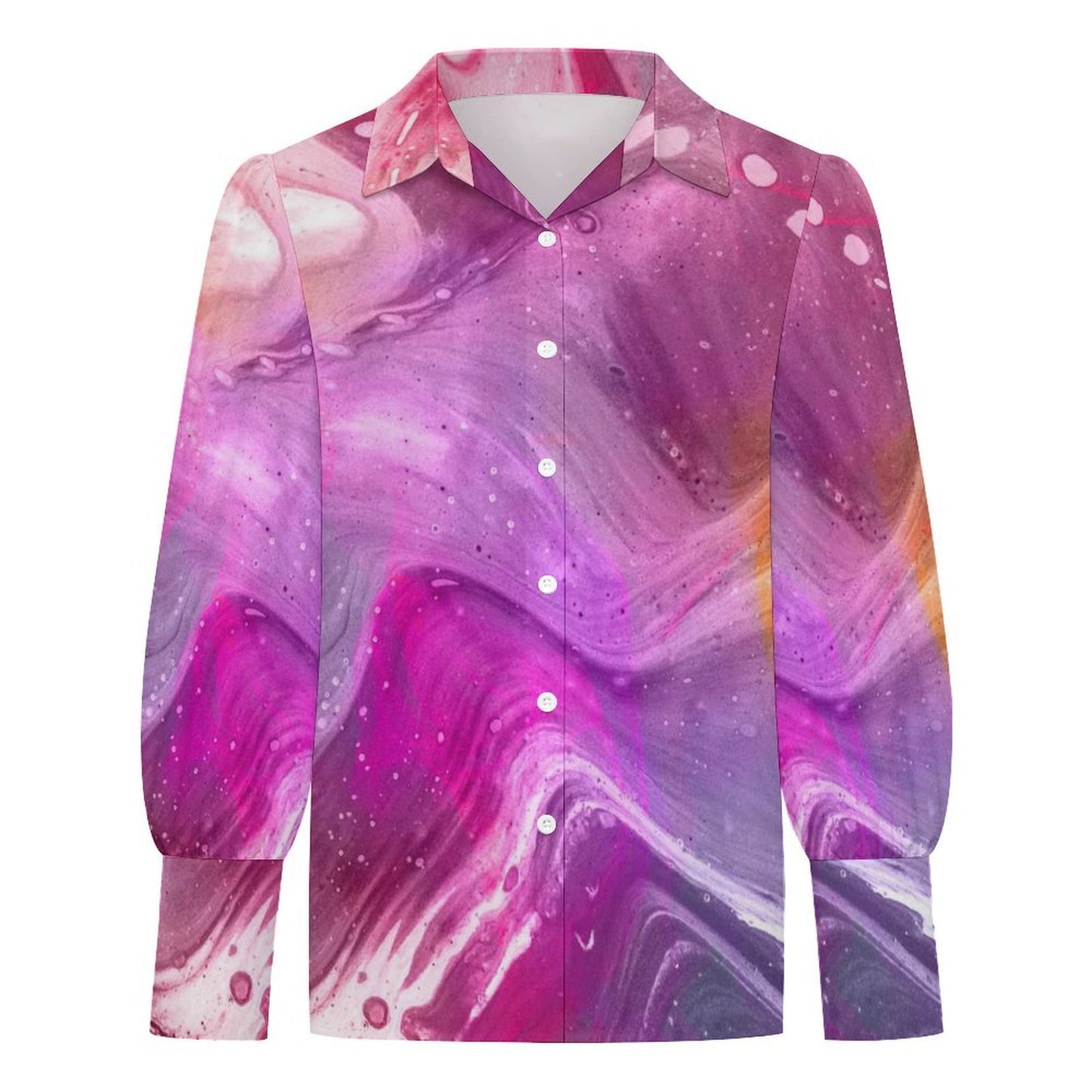 Custom Satin Lantern Sleeve Blouse for Women with Personalized Print
