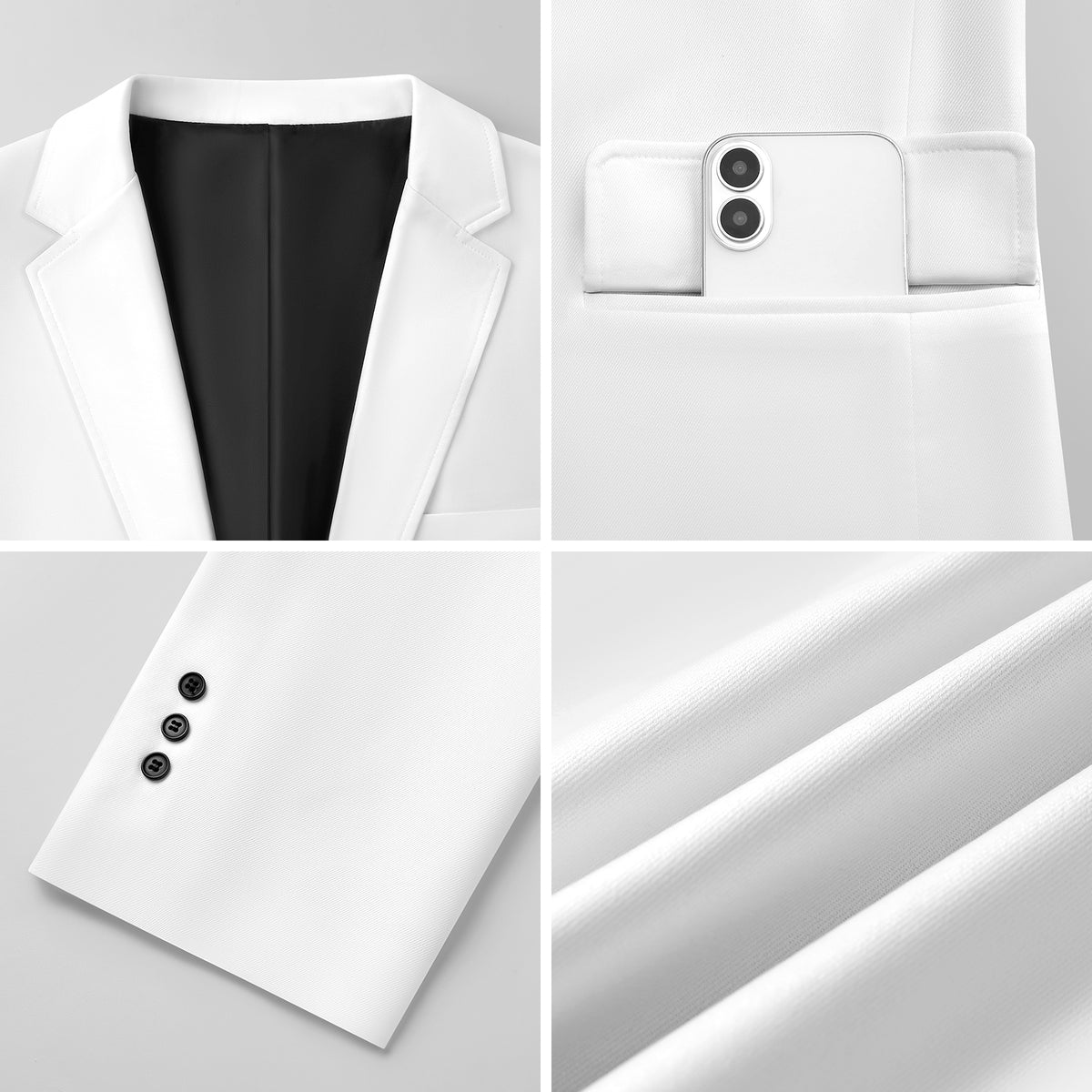 Men's Single-Button Blazer with Custom Heat Transfer and Flap Pockets