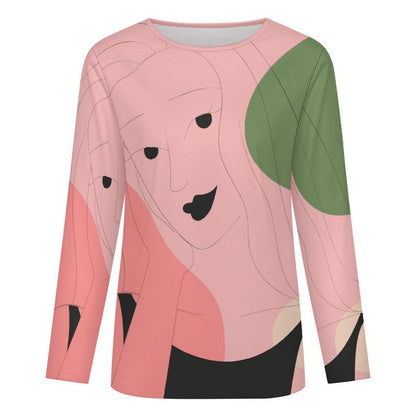 Round Neck Long Sleeved T-shirt Line Design, Girl