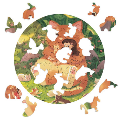 Wooden Animal Shaped Puzzle | UV Printed Poplar Jigsaw with Whimsy Pieces