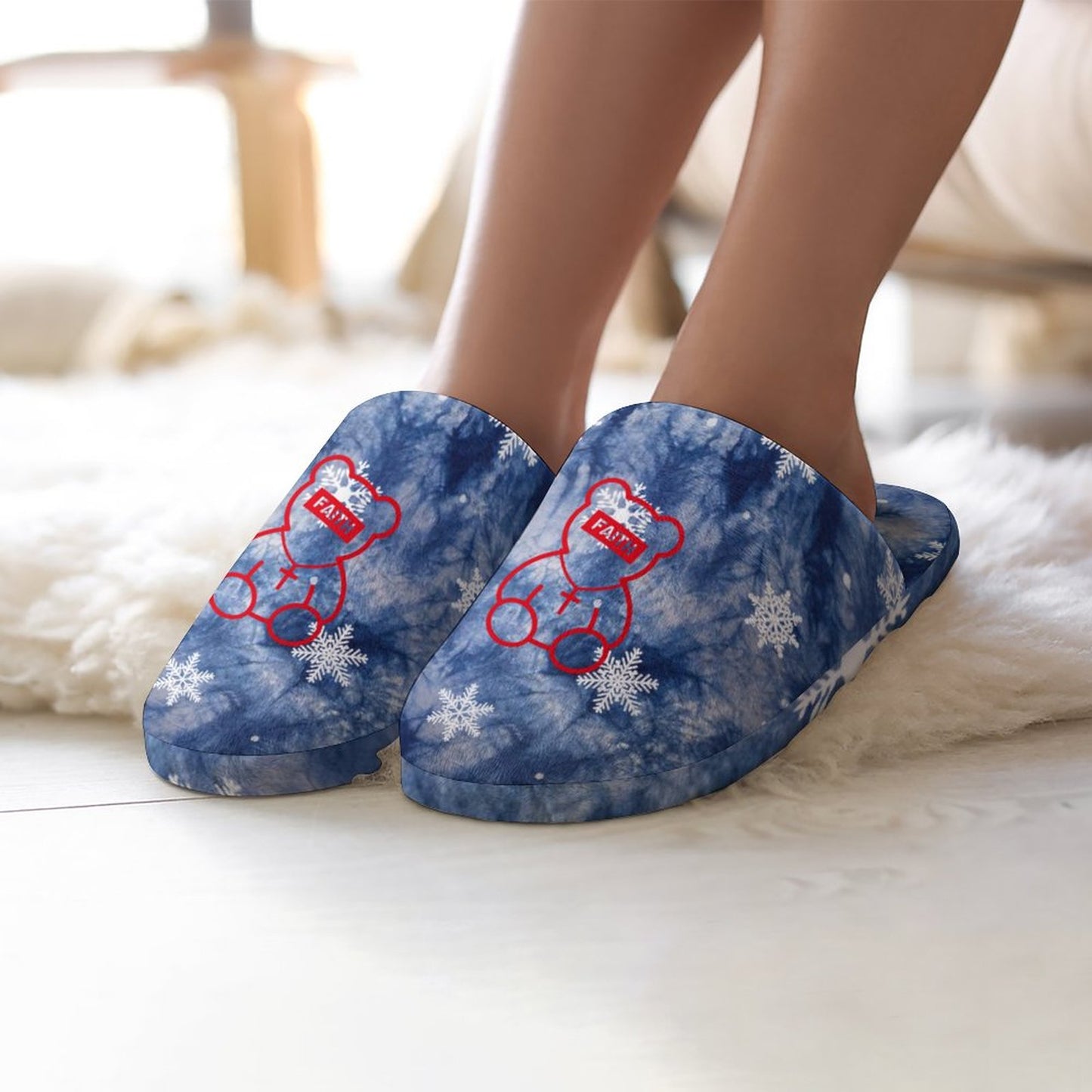 Custom Flannel House Slippers for Women | Non-Slip TPR Sole Indoor Shoes