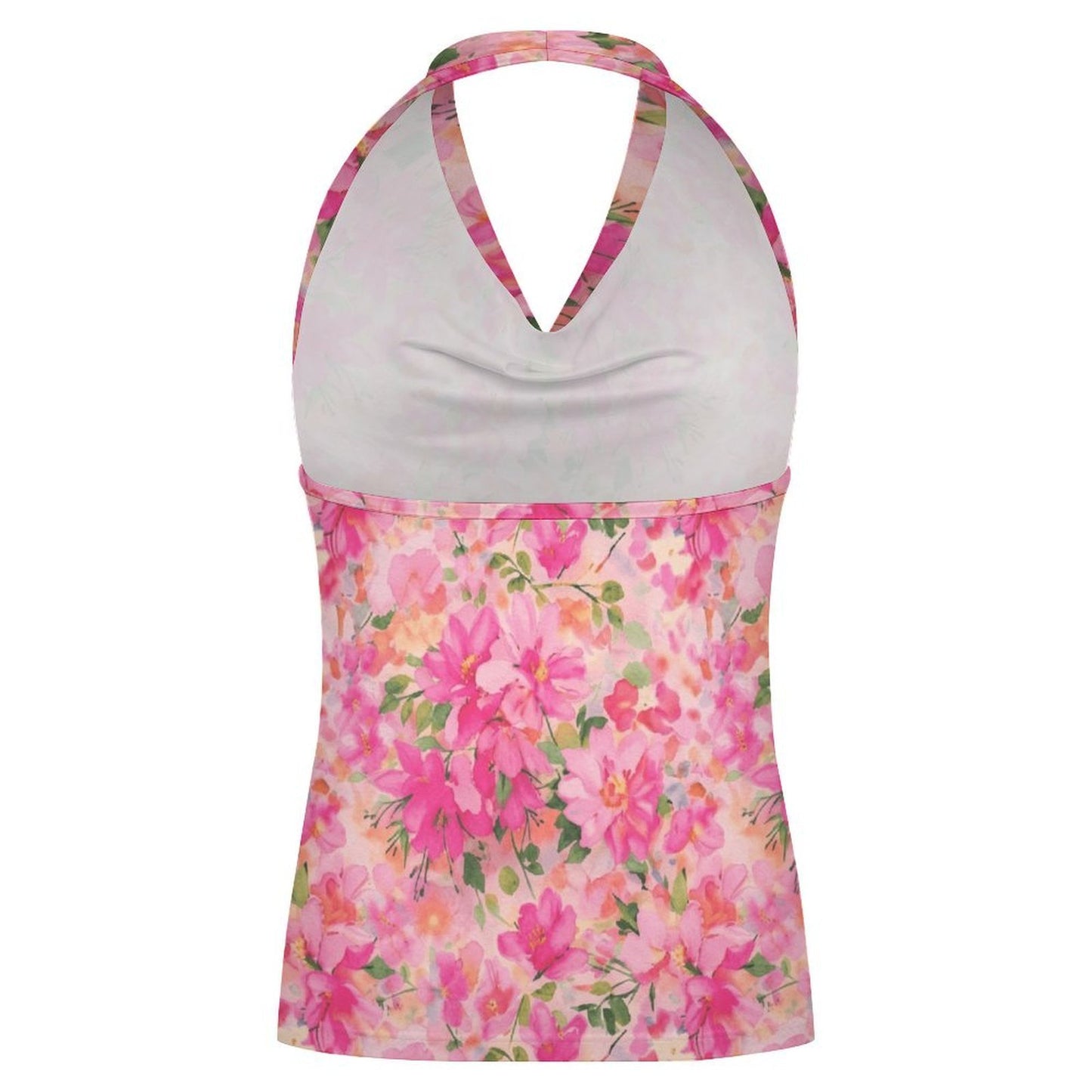 Custom Printed Women's Cowl Neck Halter Top