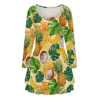 Women's Square Neck Ruffle Hem Mini Dress with Custom Prints