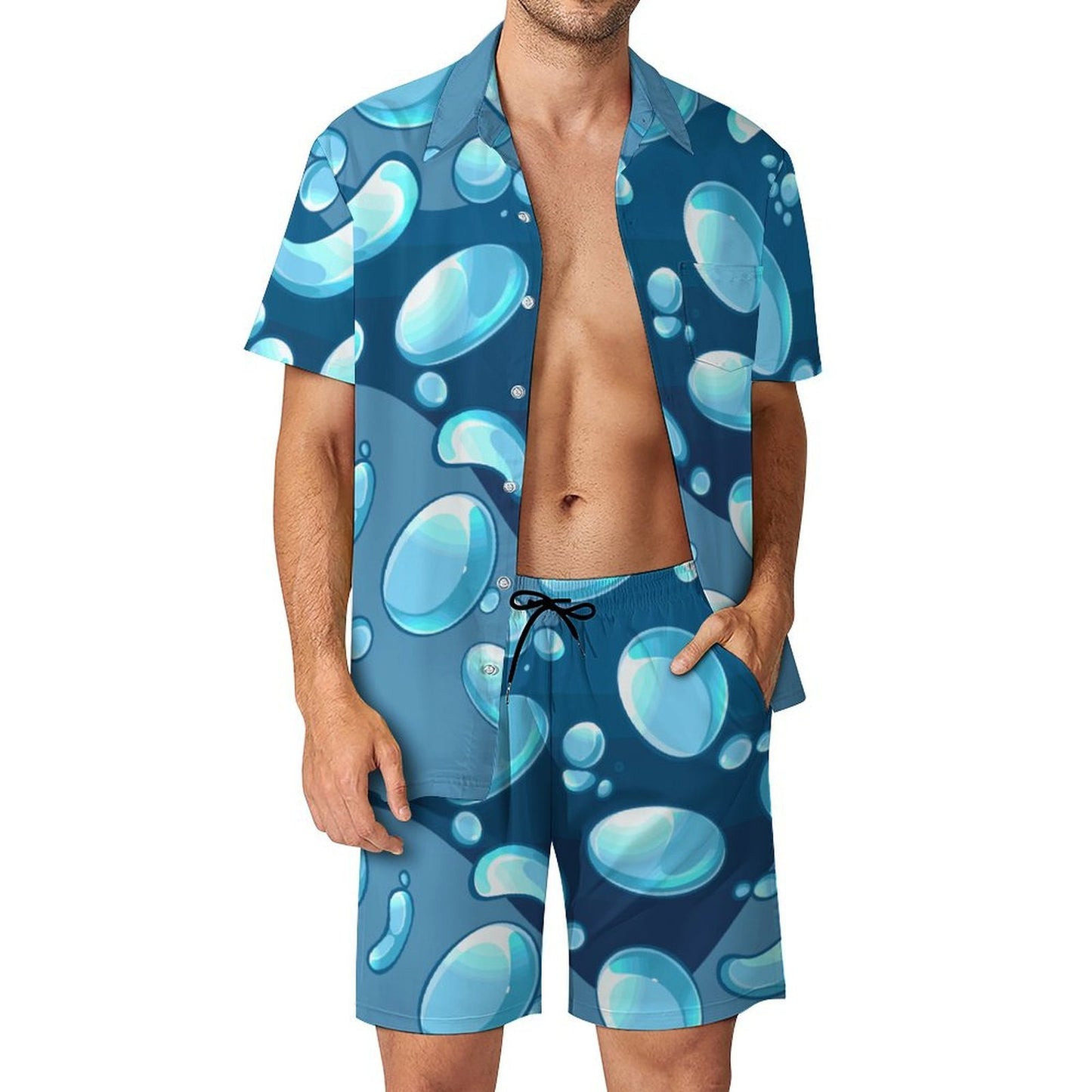 Custom Satin Pajama Set for Men - Personalized Short Sleeve Loungewear