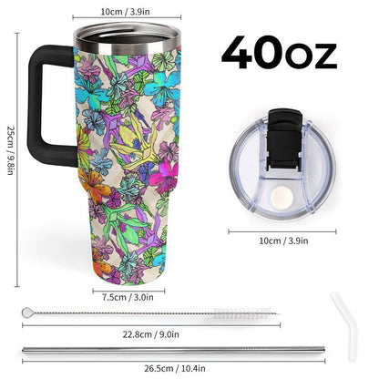 Custom 40oz Stainless Steel Travel Tumbler with Straw