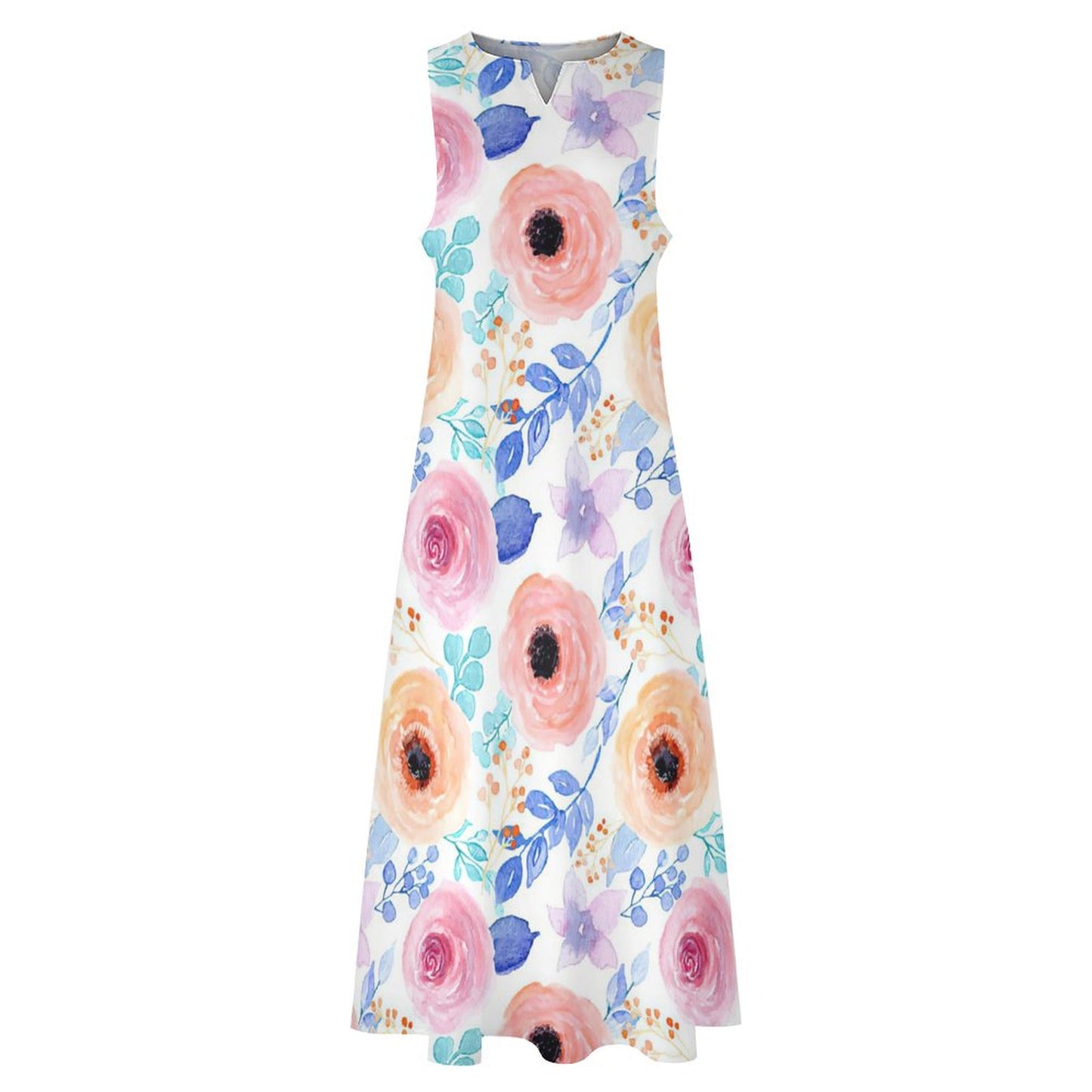 Custom Print Maxi Dress | Your Design on a Sleeveless Gown