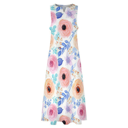 Custom Print Maxi Dress | Your Design on a Sleeveless Gown