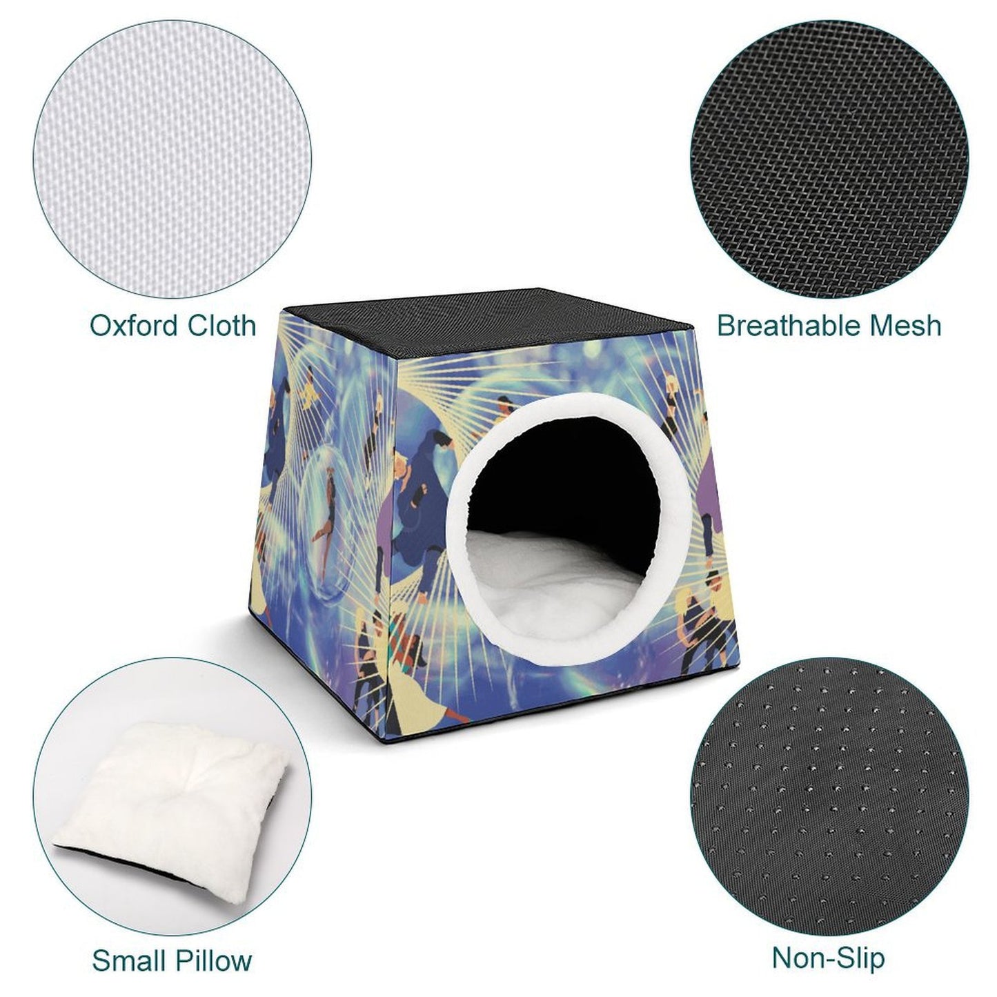 Custom Printed Pet Cave Bed for Small Cats and Dogs