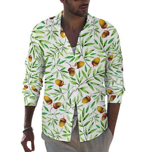Custom All-Over Print Long Sleeve Cotton Shirt with Pocket