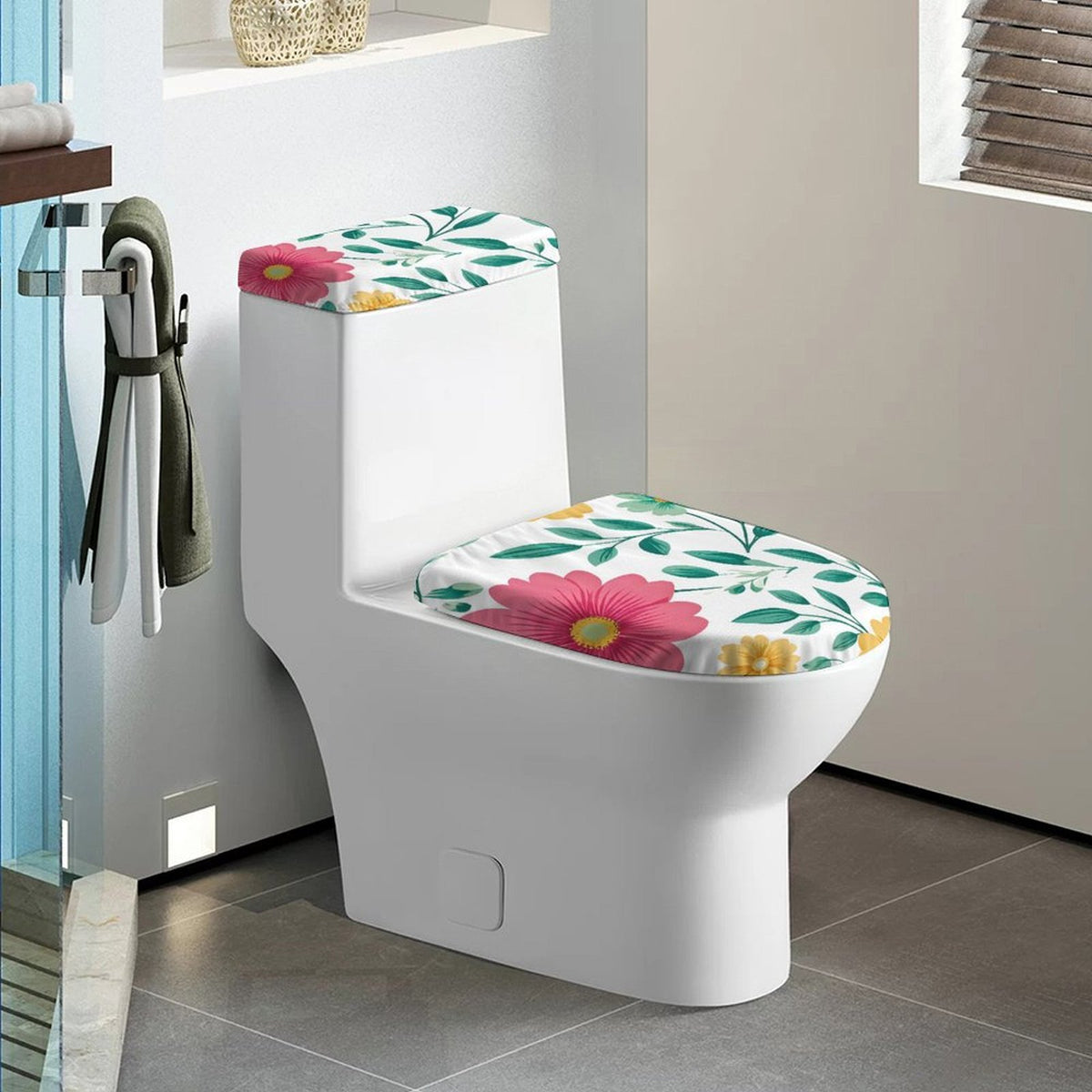 Personalized Toilet Seat Cover Set – 2-Piece Soft Polyester Bathroom Decor