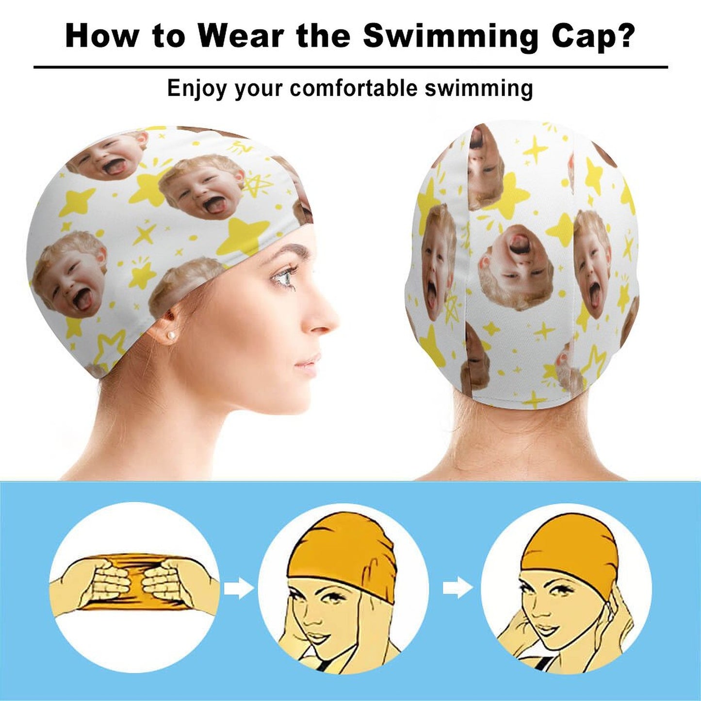 Custom Fabric Swim Cap | Personalized Lycra Swimming Hat