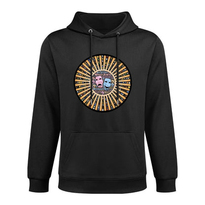 Custom Theatre Mask Graphic Hoodie | 'Who Am I' Philosophical Sweatshirt