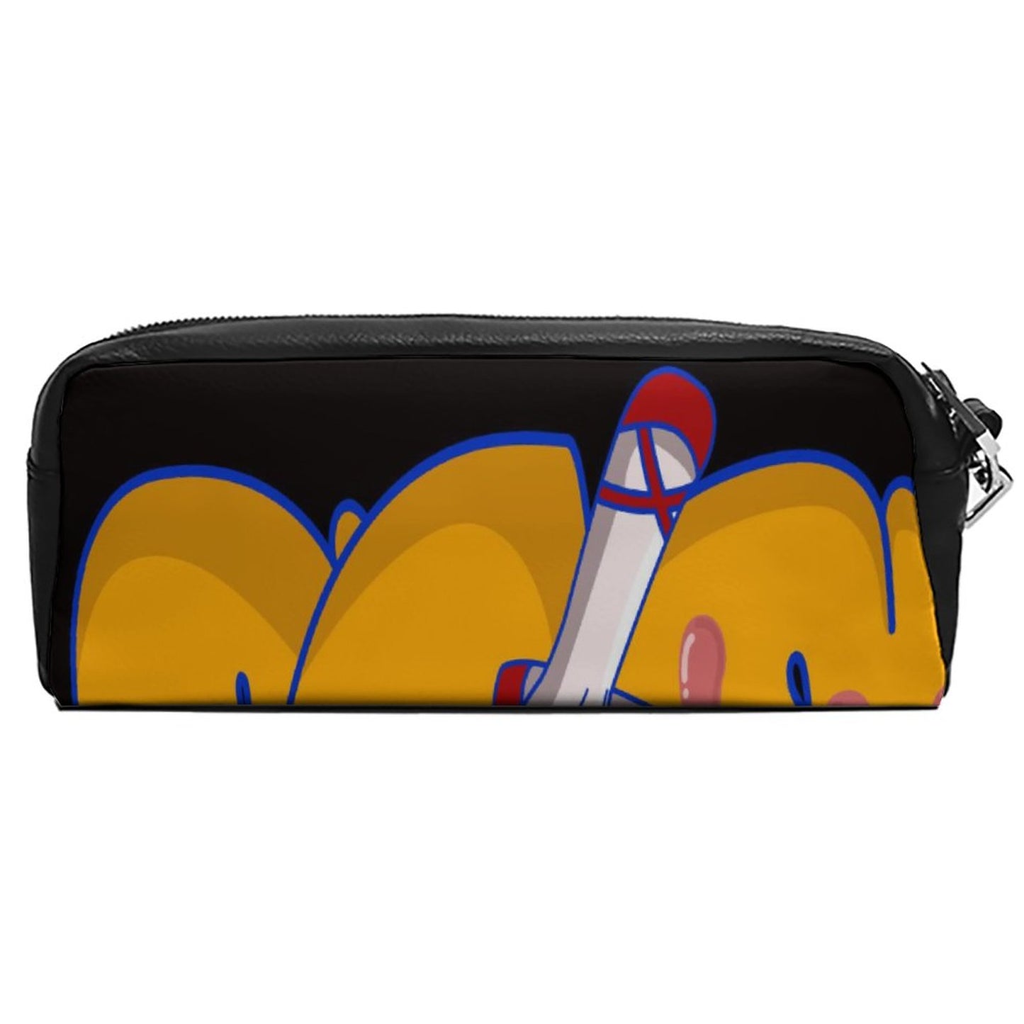 Custom Leather Pencil Pouch | Personalized Dual Zipper Makeup Bag