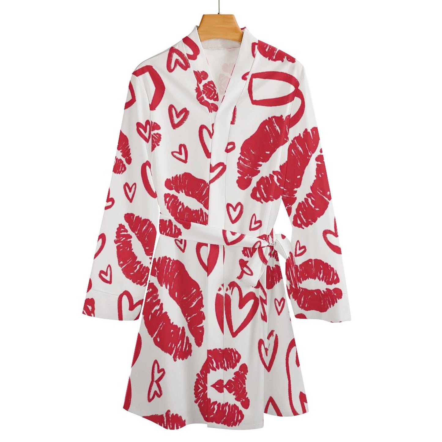 Custom Women's Long Sleeve Satin Robe | Personalized Kimono Bathrobe