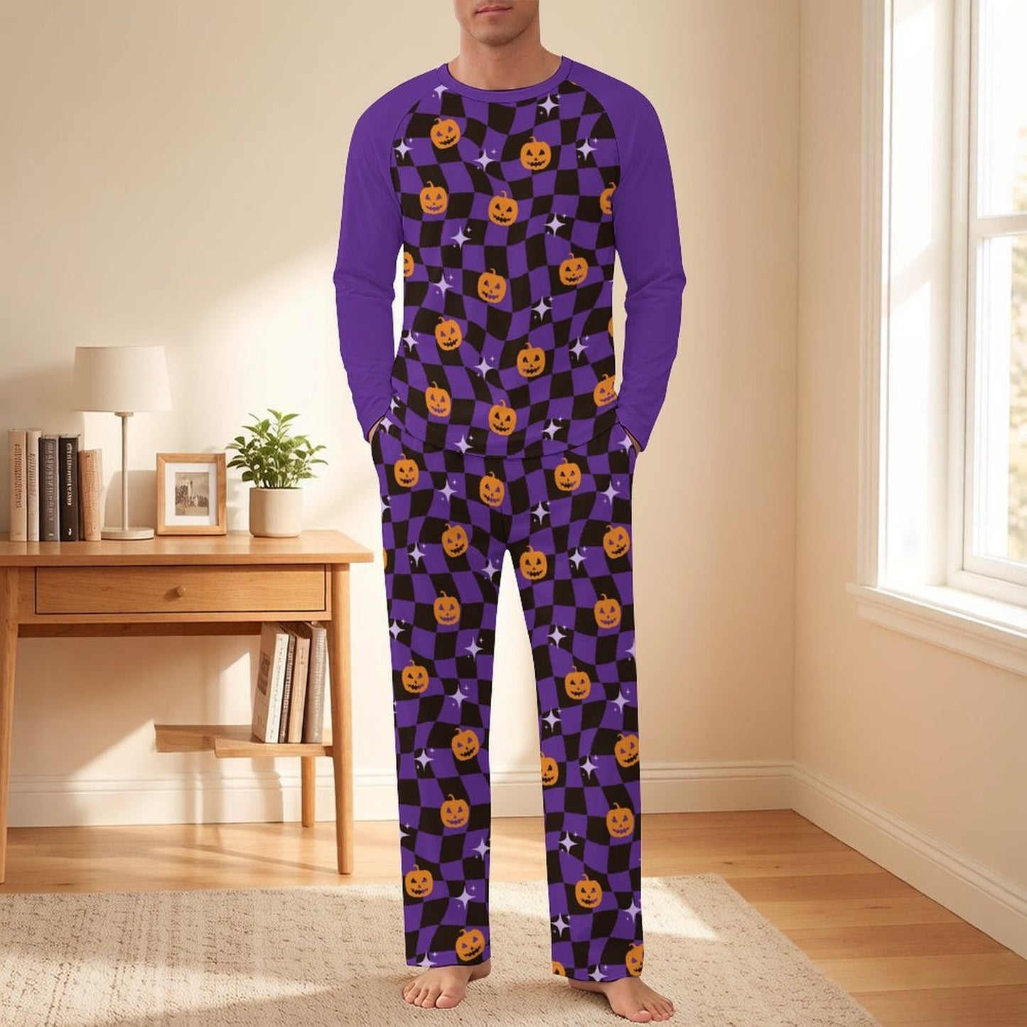 Custom Men's Raglan Sleeve Pajama Set with Pockets