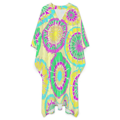 Custom Print Kaftan Robe | V-Neck Butterfly Sleeve Dress